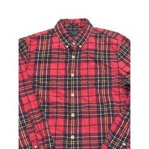 Abercrombie Fitch Red Plaid Slim Fit Button Down Shirt Men's Long Sleeve Size L